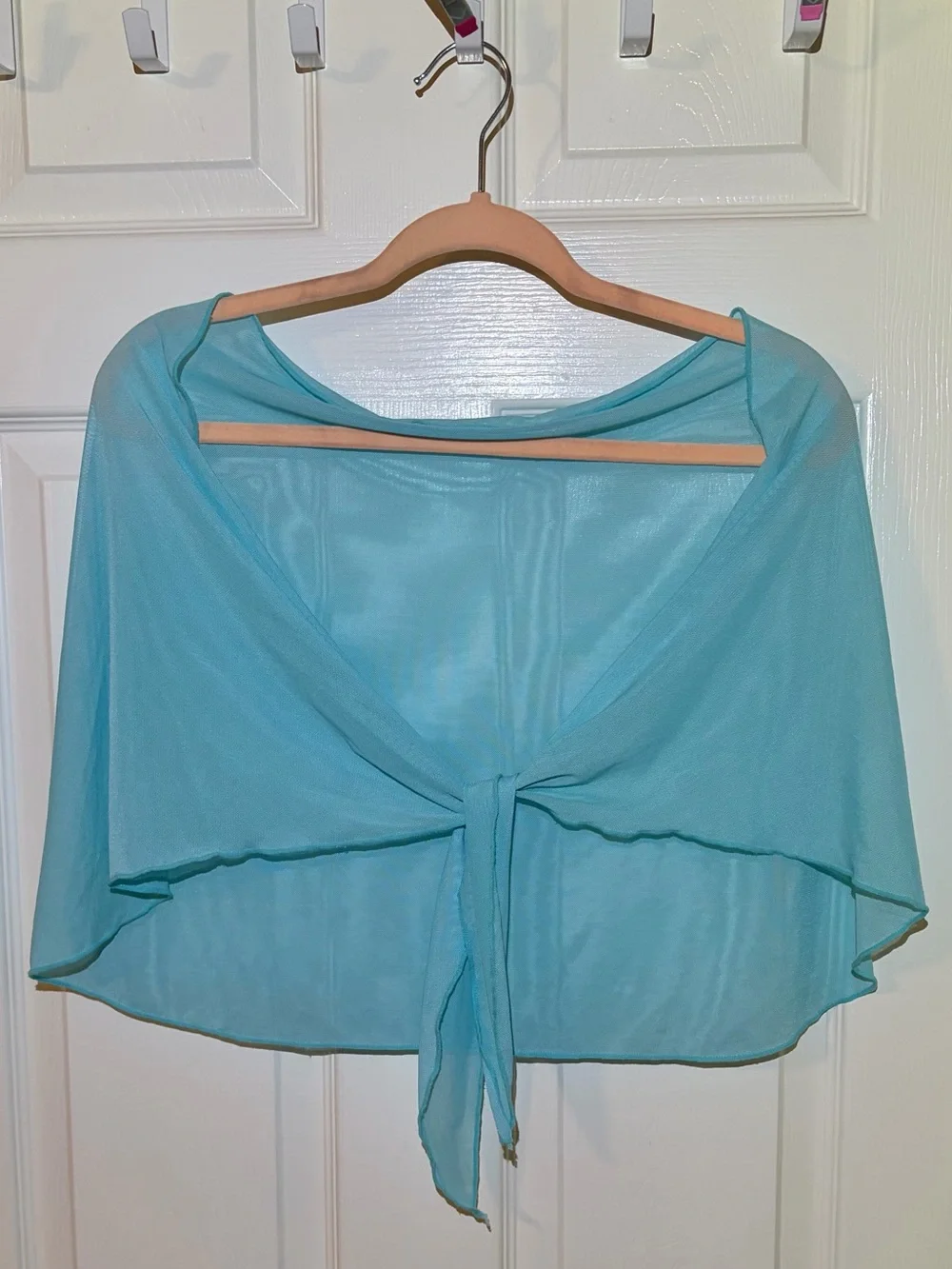 68” Wide Light Blue Sheer Bolero Shrug Wrap Pareo Scarf Sarong Cover Up. OS